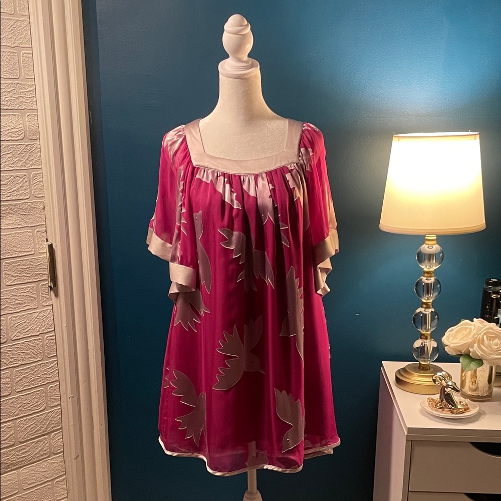Voom by Joy Han  Deep Fuchsia Babydoll Dove Dress